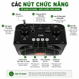 Máy Trợ Giảng Không Dây E366 Mic UHF Bluetooth Loa Đeo Người 6W Hỗ Trợ USB TF FM Cho Giáo Viên Hướng Dẫn Viên 3