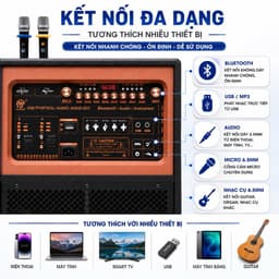 Loa Gập AAR LX8830 Công Suất 400W-1000W, 2 Bass 40cm, Kèm 2 Micro Không Dây, Bluetooth, Pin Lithium 12.8V, Loa Karaoke 4