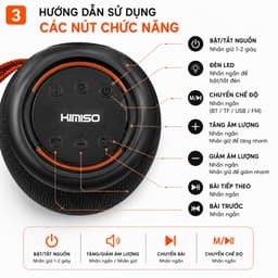 Loa Bluetooth KIMISO KMS-296 8W Chống Nước IPX5 Đèn LED RGB Hỗ Trợ USB TF FM Pin 1200mAh Loa Mini Di Động 3