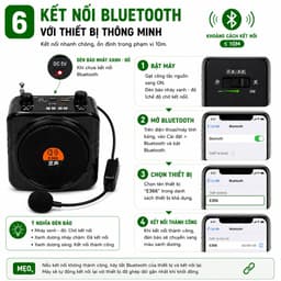 Máy Trợ Giảng Không Dây E366 Mic UHF Bluetooth Loa Đeo Người 6W Hỗ Trợ USB TF FM Cho Giáo Viên Hướng Dẫn Viên 6