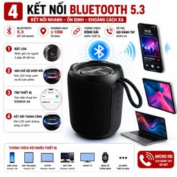 Loa blutooth SODBOX A8 bass lực - chống nước IPX7 4