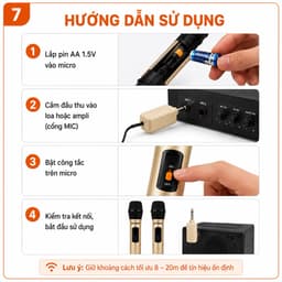 Micro Không Dây AZTOMAX D-K128 UHF 2 Micro Kèm Đầu Thu Jack 6.5mm Hát Karaoke Gia Đình, Hội Họp, Giảng Dạy 7