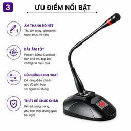 Micro Hội Nghị Cổ Ngỗng AZTOMAX EDM-78A Cao Cấp | Mic Condenser Bắt Âm Rõ Nét | Dùng Cho Hội Họp, Phát Biểu, Nhà Thờ 3
