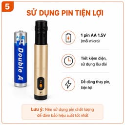 Micro Không Dây AZTOMAX D-K128 UHF 2 Micro Kèm Đầu Thu Jack 6.5mm Hát Karaoke Gia Đình, Hội Họp, Giảng Dạy 5