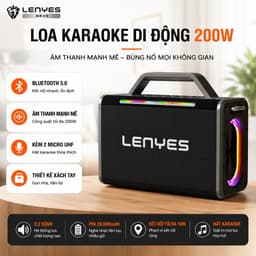 Loa Karaoke Bluetooth LENYES S835 200W Kèm 2 Micro UHF Không Dây - Pin 20000mAh, Bluetooth 5.0, Loa Xách Tay Hát Karaoke 2