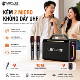 Loa Karaoke Bluetooth LENYES S835 200W Kèm 2 Micro UHF Không Dây - Pin 20000mAh, Bluetooth 5.0, Loa Xách Tay Hát Karaoke 4