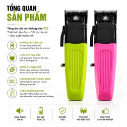 Tông Đơ Cắt Tóc Không Dây F22 Màn Hình LED Pin Trâu 2000mAh Kèm Bộ Cữ Chuyên Nghiệp 2