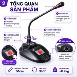 Micro Hội Nghị Cổ Ngỗng AZTOMAX EDM-78A Cao Cấp | Mic Condenser Bắt Âm Rõ Nét | Dùng Cho Hội Họp, Phát Biểu, Nhà Thờ 2
