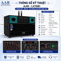 LOA KÉO AAR LX1581 1000W | 2 Bass 40cm | Kèm 2 Micro Không Dây | Bluetooth USB Karaoke Gia Đình Sự Kiện 8