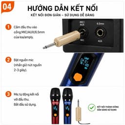 Micro Không Dây AZTOMAX AZ-69 UHF Sạc Type-C, Pin 18650, Hát Karaoke Gia Đình, Loa Kéo, Amply, Phạm Vi Trên 20m 4