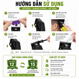 Tông Đơ Cắt Tóc Không Dây F22 Màn Hình LED Pin Trâu 2000mAh Kèm Bộ Cữ Chuyên Nghiệp 8