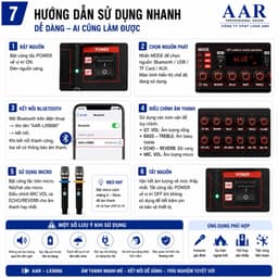 Loa Kéo Di Động AAR LX9886 1200W - 2 Bass 50cm, Kèm 2 Micro Không Dây, Pin Lithium 12.8V-12A 7