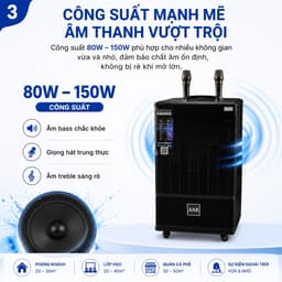 Loa Kéo Di Động AAR LX30-80 Bass 30cm Kèm 2 Micro Không Dây Bluetooth Công Suất 80W-150W Pin Lithium 3