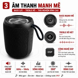 Loa blutooth SODBOX A8 bass lực - chống nước IPX7 3