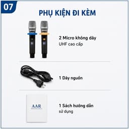 Loa Karaoke Xách Tay AAR K850 300W Kèm 2 Micro Không Dây UHF - Bluetooth 5.0, Pin Sạc, Hỗ Trợ USB/AUX/HDMI ARC 7