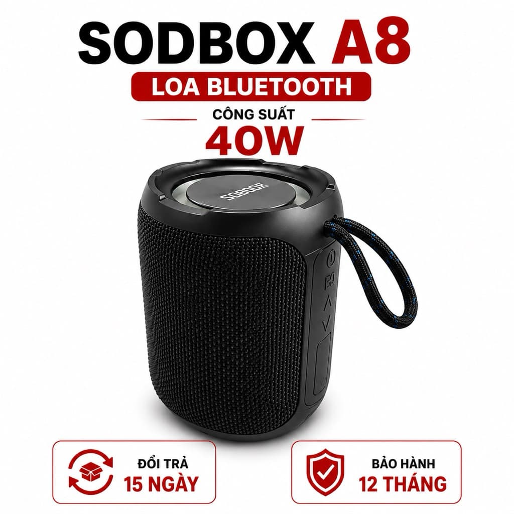 Loa blutooth SODBOX A8 bass lực - chống nước IPX7