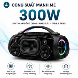 LOA KARAOKE BLUETOOTH YIBOLANG V95 300W KÈM 2 MICRO KHÔNG DÂY - PIN 24000mAh - LOA XÁCH TAY NGHE NHẠC HÁT KARAOKE 5