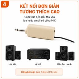 Micro Không Dây AZTOMAX D-K128 UHF 2 Micro Kèm Đầu Thu Jack 6.5mm Hát Karaoke Gia Đình, Hội Họp, Giảng Dạy 4