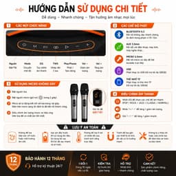 Loa Karaoke Bluetooth YIBOLANG F9 120W Kèm 2 Micro Không Dây, Pin 16000mAh, Bluetooth 5.3, Hỗ Trợ TWS, USB TF AUX 6