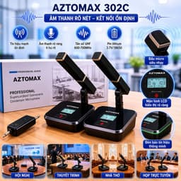 Mic Hội Nghị Không Dây AZTOMAX 302C UHF 2 Micro Cổ Ngỗng Thu Âm Chuyên Nghiệp Cho Phòng Họp, Hội Trường, Nhà Thờ 8