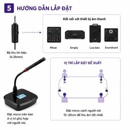 Mic Hội Nghị Không Dây AZTOMAX 302C Chính Hãng – Micro Cổ Ngỗng Thu Âm Rõ, Kết Nối 6.35mm Cho Phòng Họp, Hội Trường 5