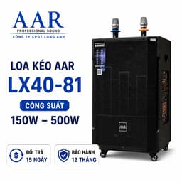 Loa Kéo Karaoke AAR LX40-81 Công Suất 500W Bass 40cm Kèm 2 Micro Không Dây Bluetooth USB Pin Lithium 12.8V 1
