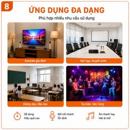 Micro Không Dây AZTOMAX D-K128 UHF 2 Micro Kèm Đầu Thu Jack 6.5mm Hát Karaoke Gia Đình, Hội Họp, Giảng Dạy 8