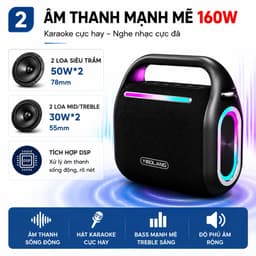 Loa Karaoke Bluetooth Yibolang F2 Pro 160W Kèm Micro Không Dây - Pin 12000mAh, DSP Chống Hú, Chống Nước IPX6 2