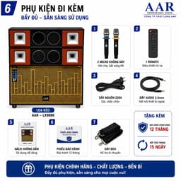 Loa Kéo Di Động AAR LX9886 1200W - 2 Bass 50cm, Kèm 2 Micro Không Dây, Pin Lithium 12.8V-12A 6