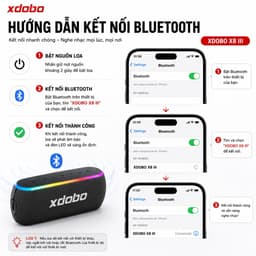 Loa Bluetooth XDOBO X8 III 60W + dây đeo – Bass Mạnh, Bluetooth 5.3, Chống Nước IPX7 4