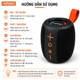 Loa Bluetooth Kimiso KMS-335 Chính Hãng - Bluetooth 5.4, RGB LED, Chống Nước IPX5, Hỗ Trợ USB/TF/FM, Công Suất 8W 5