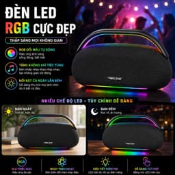 Loa Bluetooth YIBOLANG V113 120W - Pin 12000mAh, Bluetooth 5.0, Đèn LED RGB, TWS Ghép Đôi, Loa Xách Tay Âm Thanh 360° 5