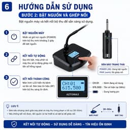 Micro Hội Nghị Không Dây AZTOMAX 301C UHF - Mic Cổ Ngỗng Chuyên Nghiệp Kết Nối 6.35mm Cho Phòng Họp, Hội Thảo, Giảng Dạy 6