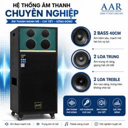 Loa Kéo AAR LX1580 Công Suất 250W-800W, 2 Bass 40cm, Kèm 2 Micro Không Dây, Pin Lithium 12.8V-12A, Karaoke Gia Đình 2