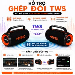 Loa Bluetooth HIMISO KMS-339 Công Suất 30W Bluetooth 5.4 Pin 2400mAh Đèn LED RGB Chống Nước IPX5 Hỗ Trợ USB TF FM TWS 7