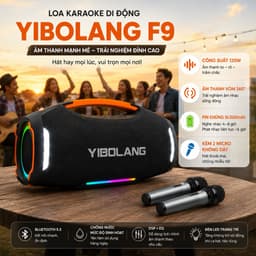 Loa Karaoke Bluetooth YIBOLANG F9 120W Kèm 2 Micro Không Dây, Pin 16000mAh, Bluetooth 5.3, Hỗ Trợ TWS, USB TF AUX 2