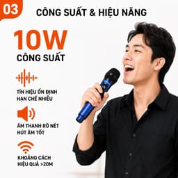 Micro Không Dây AZTOMAX AZ-69 UHF Sạc Type-C, Pin 18650, Hát Karaoke Gia Đình, Loa Kéo, Amply, Phạm Vi Trên 20m 3