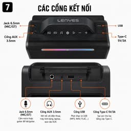 Loa Karaoke Bluetooth LENYES S835 200W Kèm 2 Micro UHF Không Dây - Pin 20000mAh, Bluetooth 5.0, Loa Xách Tay Hát Karaoke 7
