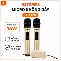 Micro Không Dây AZTOMAX D-K128 UHF 2 Micro Kèm Đầu Thu Jack 6.5mm Hát Karaoke Gia Đình, Hội Họp, Giảng Dạy 1