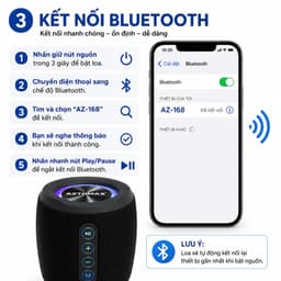 Loa Bluetooth AZTOMAX AZ-168 40W RMS Bluetooth 5.2 Âm Thanh Bass Mạnh Pin 4800mAh Hỗ Trợ USB TF AUX Type-C 3