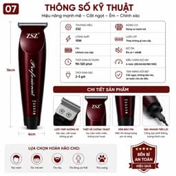 Tông Đơ Cắt Tóc ZSZ F30 10W Chuyên Nghiệp – Lưỡi T Cắt Sát, Pin Sạc Lithium, Kèm 3 Cữ Lược, Dùng Cho Gia Đình & Barber 7
