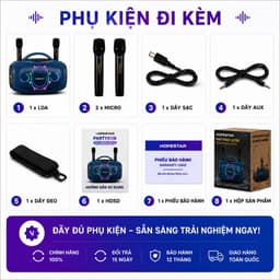 Loa Bluetooth Karaoke HOPESTAR PARTYBOX ULTRA 550W Kèm 2 Micro Không Dây - Pin 36000mAh - Đèn LED RGB - Hỗ Trợ USB/AUX 6