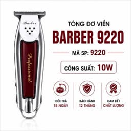 Tông Đơ Viền Barber 9220 10W Chuyên Nghiệp - Lưỡi T-Line Sắc Bén - Động Cơ Mạnh - Kèm 3 Cữ Cắt, Sạc 2 Chân 1