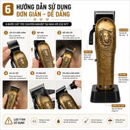 Tông Đơ Cắt Tóc ZSZ N77 10W Barber Chuyên Nghiệp Khắc Sư Tử - Cắt Tóc, Tỉa Viền, Cạo Fade 6