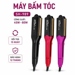 Máy Bấm Tóc SH-989 Thay Bản 45W-80W 5 Mức Nhiệt 140-220°C Kẹp Bấm Xù Chân Tóc Uốn Sóng Thay Bản Ceramic Chuyên Nghiệp 1