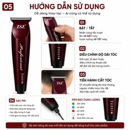 Tông Đơ Cắt Tóc ZSZ F30 10W Chuyên Nghiệp – Lưỡi T Cắt Sát, Pin Sạc Lithium, Kèm 3 Cữ Lược, Dùng Cho Gia Đình & Barber 5