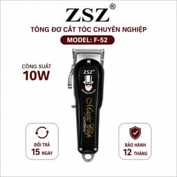 Tông Đơ Cắt Tóc ZSZ F52 10W Không Dây Chuyên Nghiệp - Lưỡi Thép Không Gỉ, Pin Trâu, Kèm 6 Cữ Cắt 1