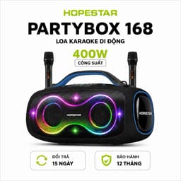 Loa Karaoke Bluetooth HOPESTAR PARTYBOX 168 100W Kèm 2 Micro Không Dây UHF, Bluetooth 5.3, Pin 32000mAh, Chống Nước IPX5 1