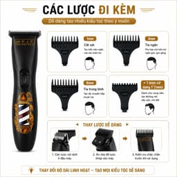 Tông Đơ Chấn Viền HJP D8 6W Chính Hãng - Máy Cắt Tóc Barber Chuyên Nghiệp, Lưỡi Titan, Pin 1500mAh, Sạc USB, Cạo Viền 5