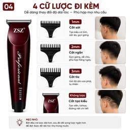 Tông Đơ Cắt Tóc ZSZ F30 10W Chuyên Nghiệp – Lưỡi T Cắt Sát, Pin Sạc Lithium, Kèm 3 Cữ Lược, Dùng Cho Gia Đình & Barber 4